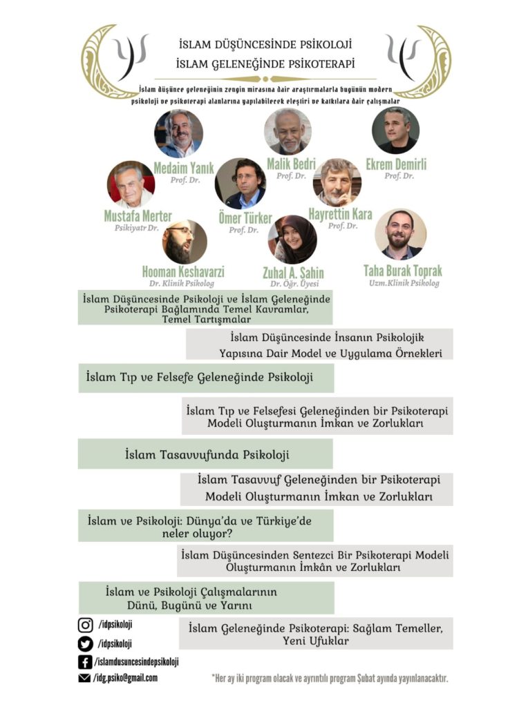İslam Düşüncesinde Psikoloji Platformu 2020 Seminerleri