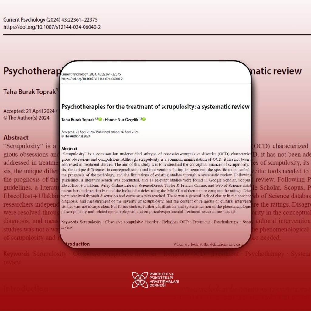Psychotherapies for the Treatment of Scrupulosity: A Systematic Review Psychotherapies for the Treatment of Scrupulosity: A Systematic Review