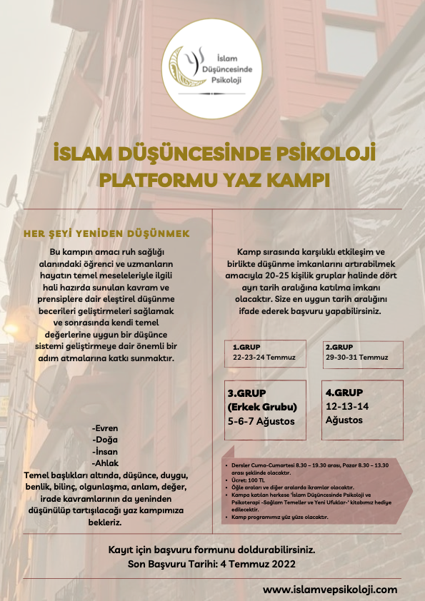 İslam Düşüncesinde Psikoloji Platformu Yaz Kampı Gerçekleşti İslam Düşüncesinde Psikoloji Platformu Yaz Kampı Gerçekleşti