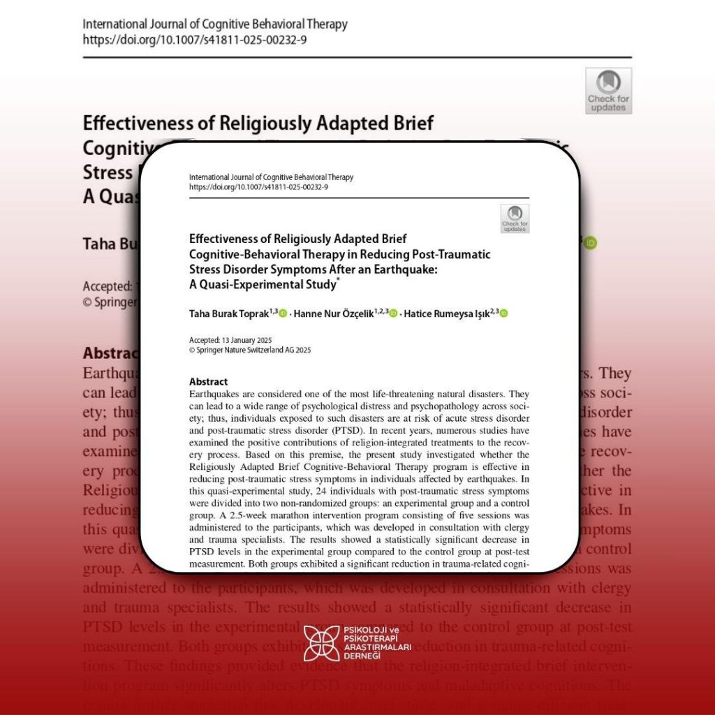 Effectiveness of Religiously Adapted Brief Cognitive-Behavioral Therapy in Reducing Post-Traumatic Stress Disorder Symptoms After an Earthquake: A Quasi-Experimental Study