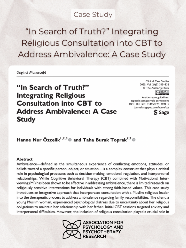 “Doğruyu Ararken?” Ambivalansla Başa Çıkmada BDT’ye Dini Konsültasyonun Entegre Edilmesi: Bir Vaka Çalışması